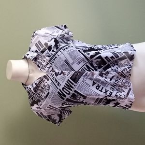 Retro Black & White Crop Top Size Medium,  Never Worn Tagless